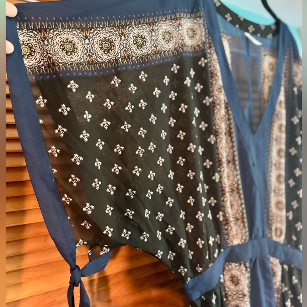 Free People blue black drop waist mini dress